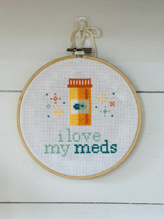 I Love My Meds Cross Stitch