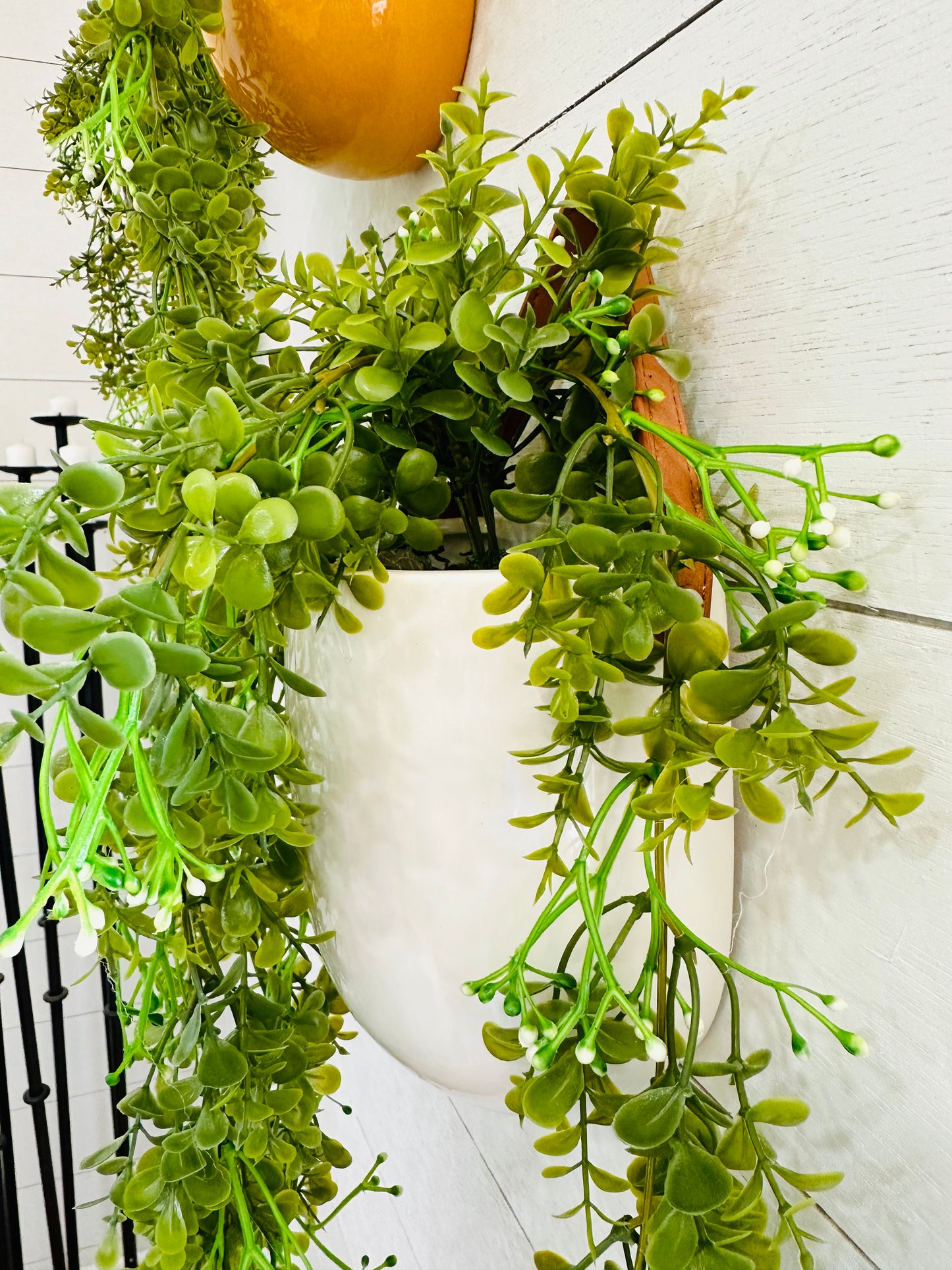 Ceramic Wall Hanger with Greenery