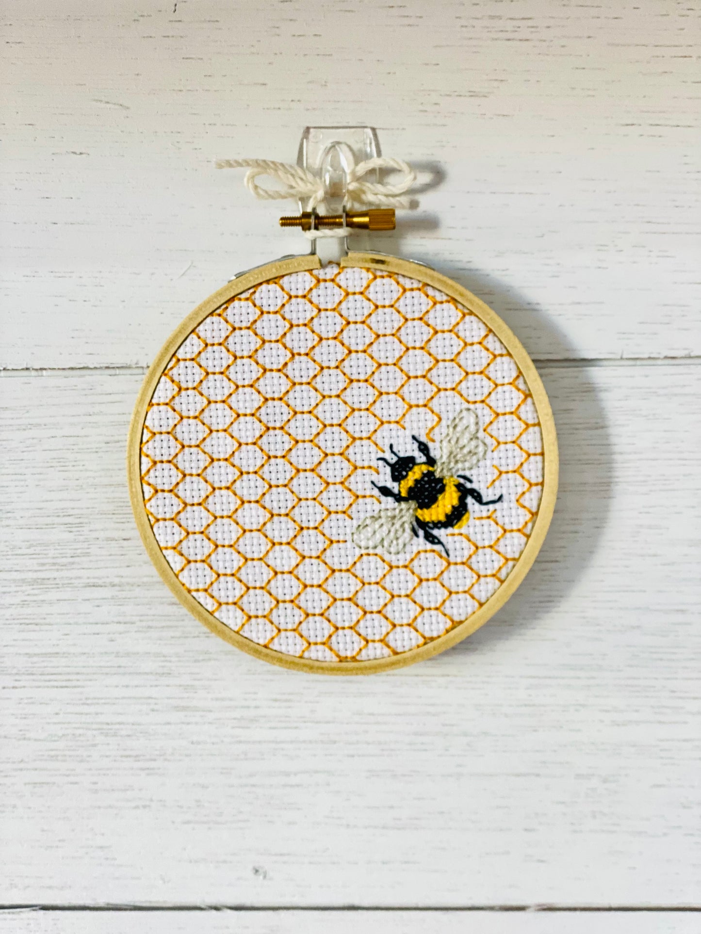 Honey Bee Cross Stitch 3” hoop