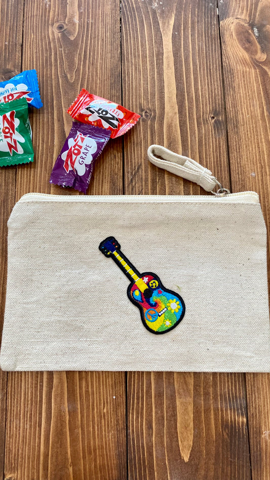 Floral Guitar Mini Canvas Bag