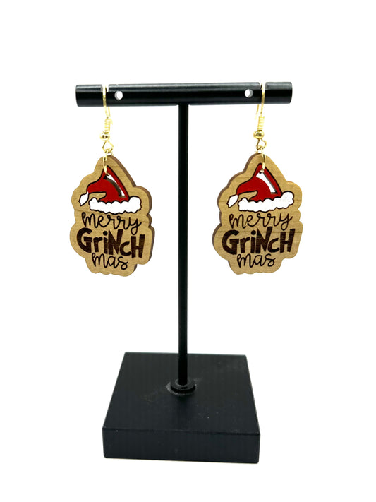 Merry Grinchmas Earrings / Wood