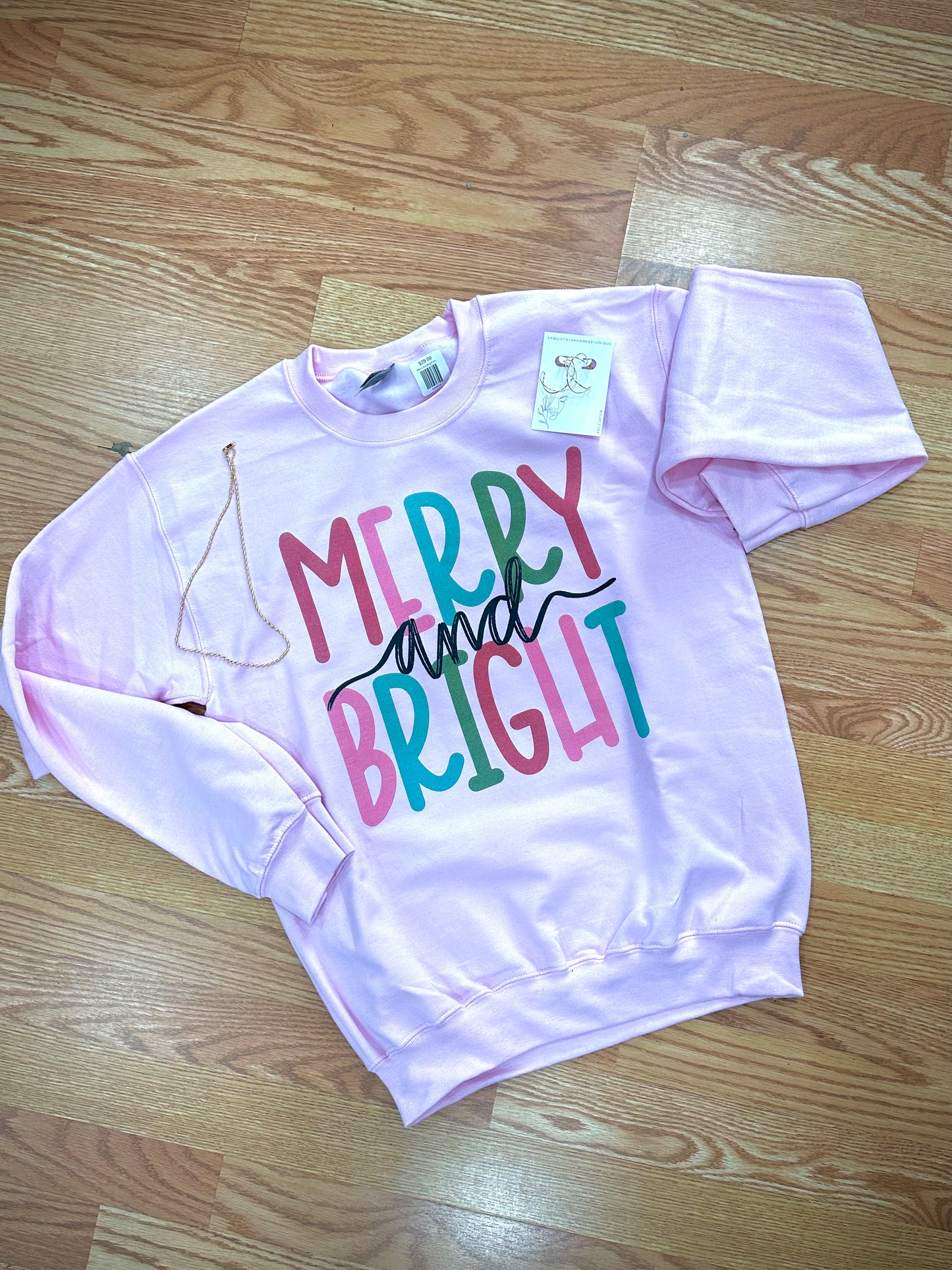 Merry and Bright Pink Sweatshirt
