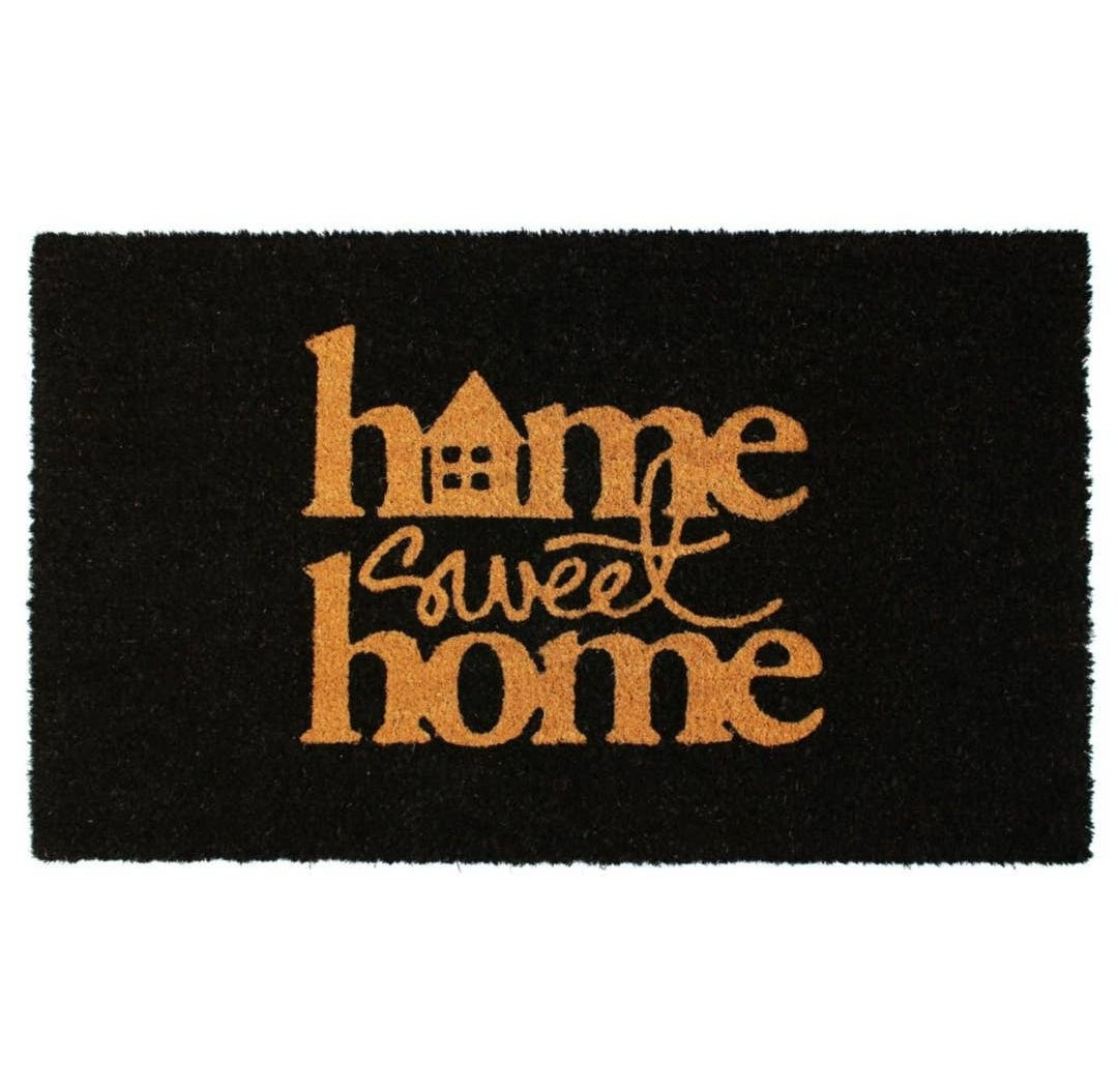 Black Home Sweet Home House Coir Doormat, 18" x 30"