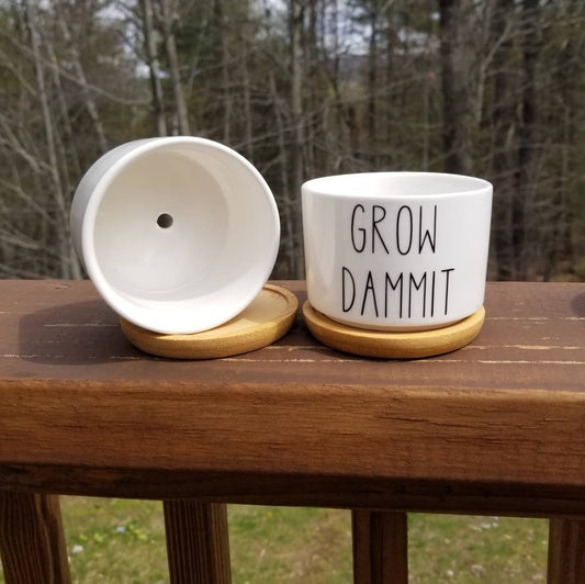 Funny Succulent Pots "Grow Dammit"