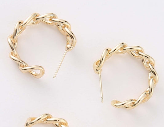 18K Gold Plated Braided Hoops