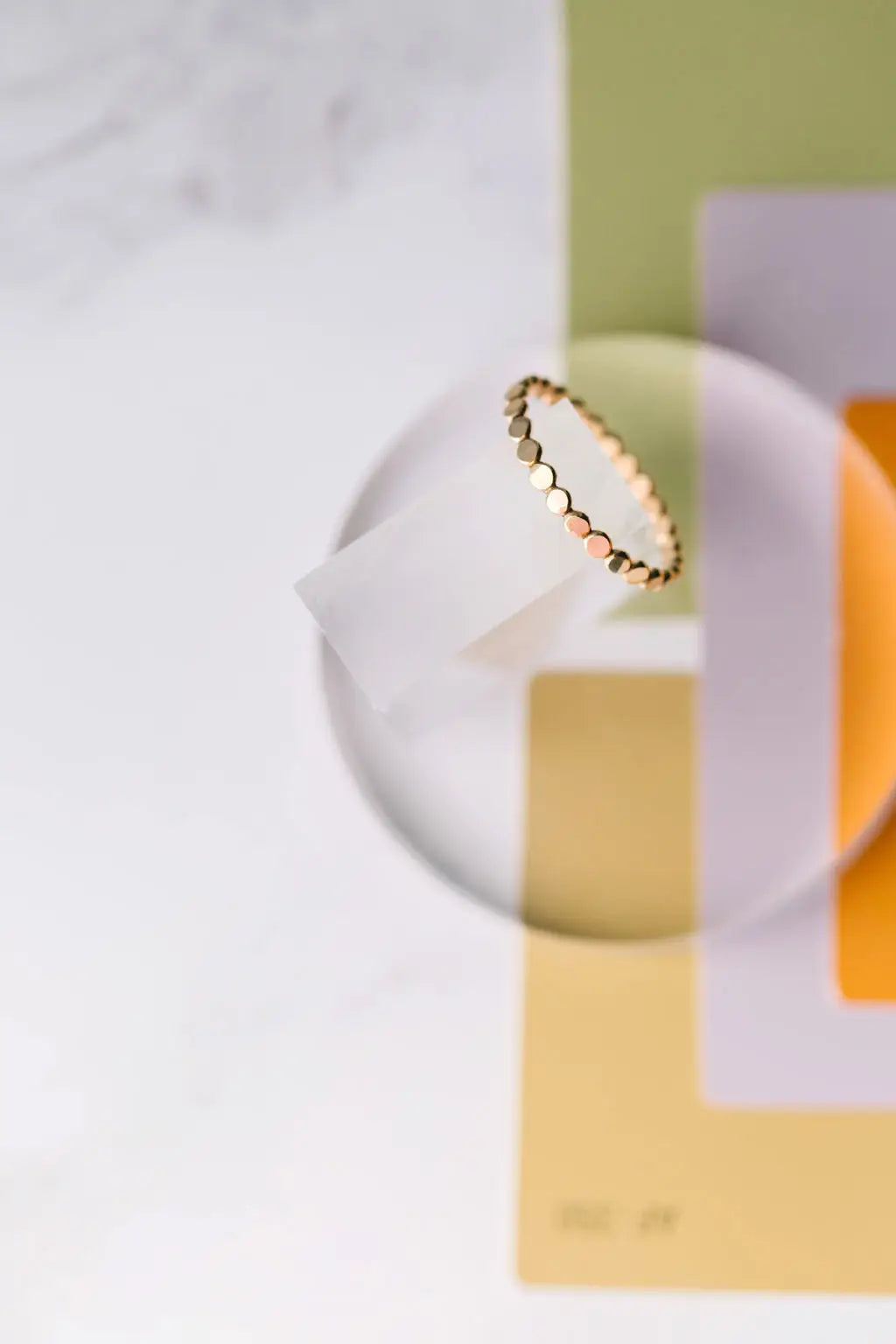 Coin Hammered Disc Stacking Ring in 14k Gold