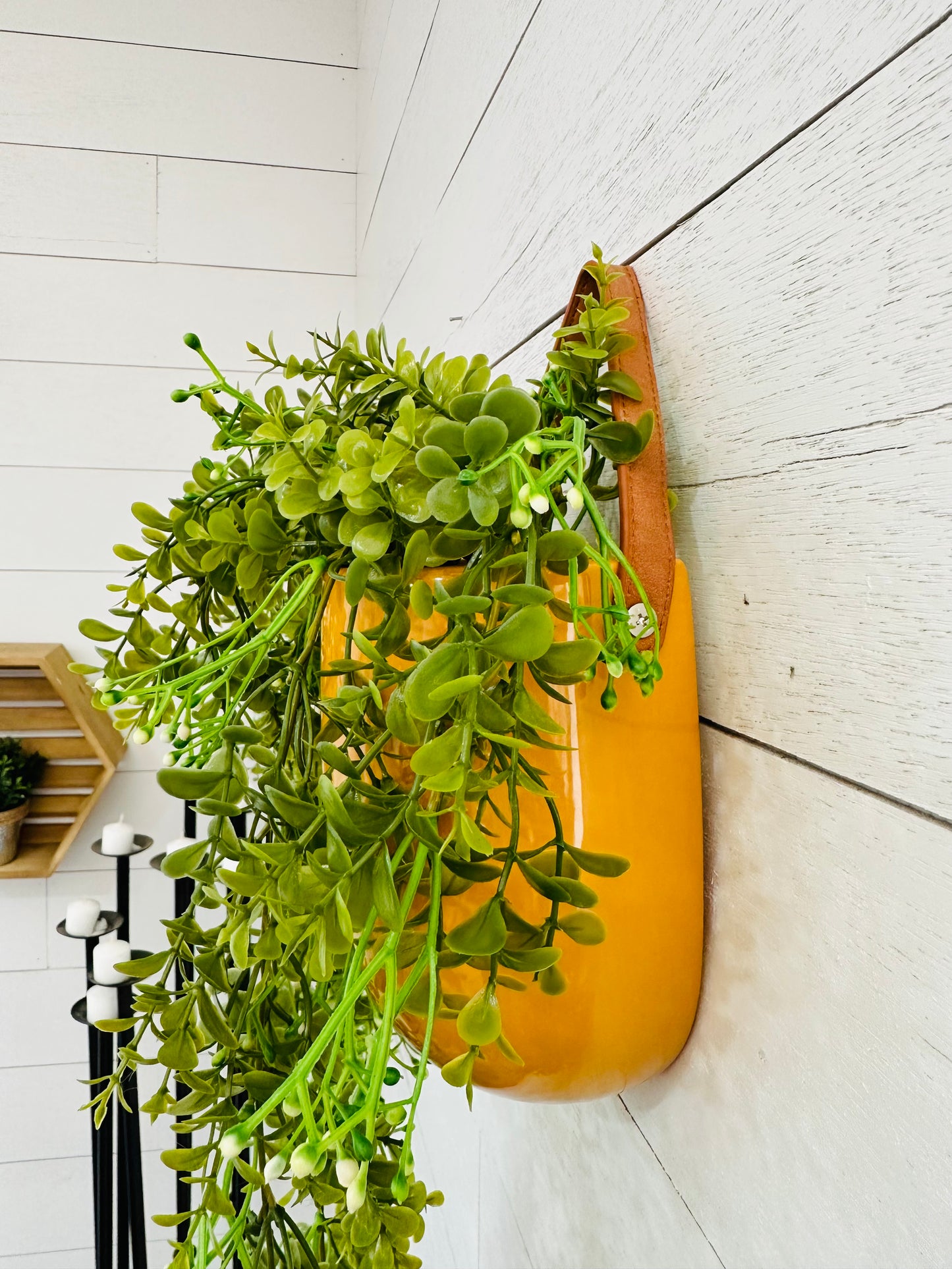 Ceramic Wall Hanger with Greenery